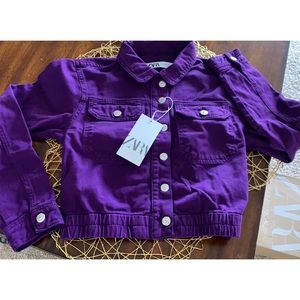 ZARA Dark purple cropped jean jacket 💜